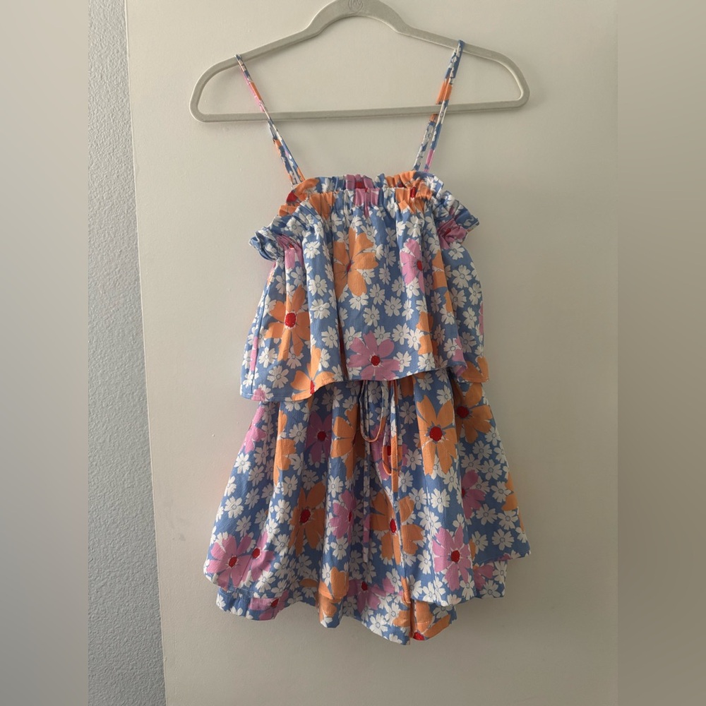 Pink Lily Floral Romper Dress